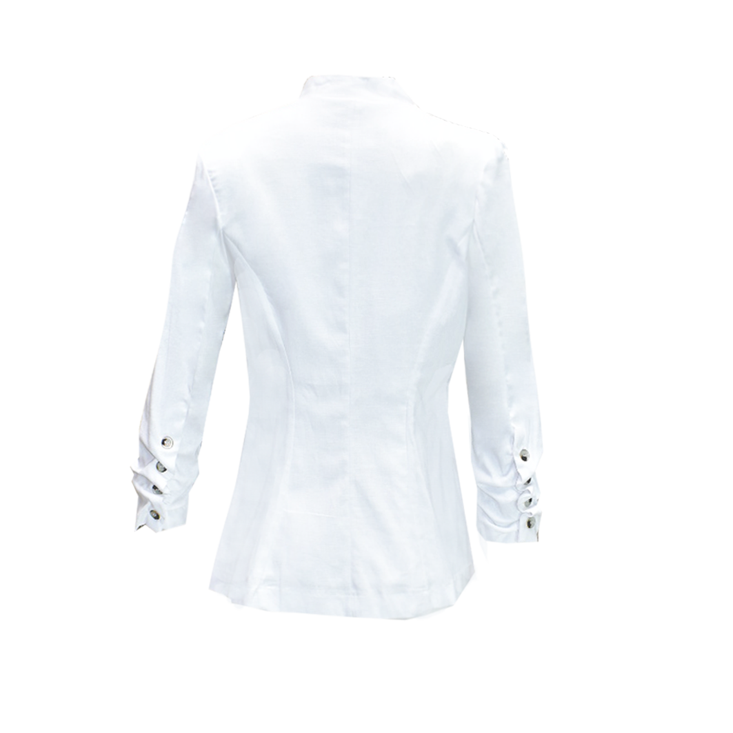 Blazer Mujer Saco De Lino Manga Plisada Con Botones.