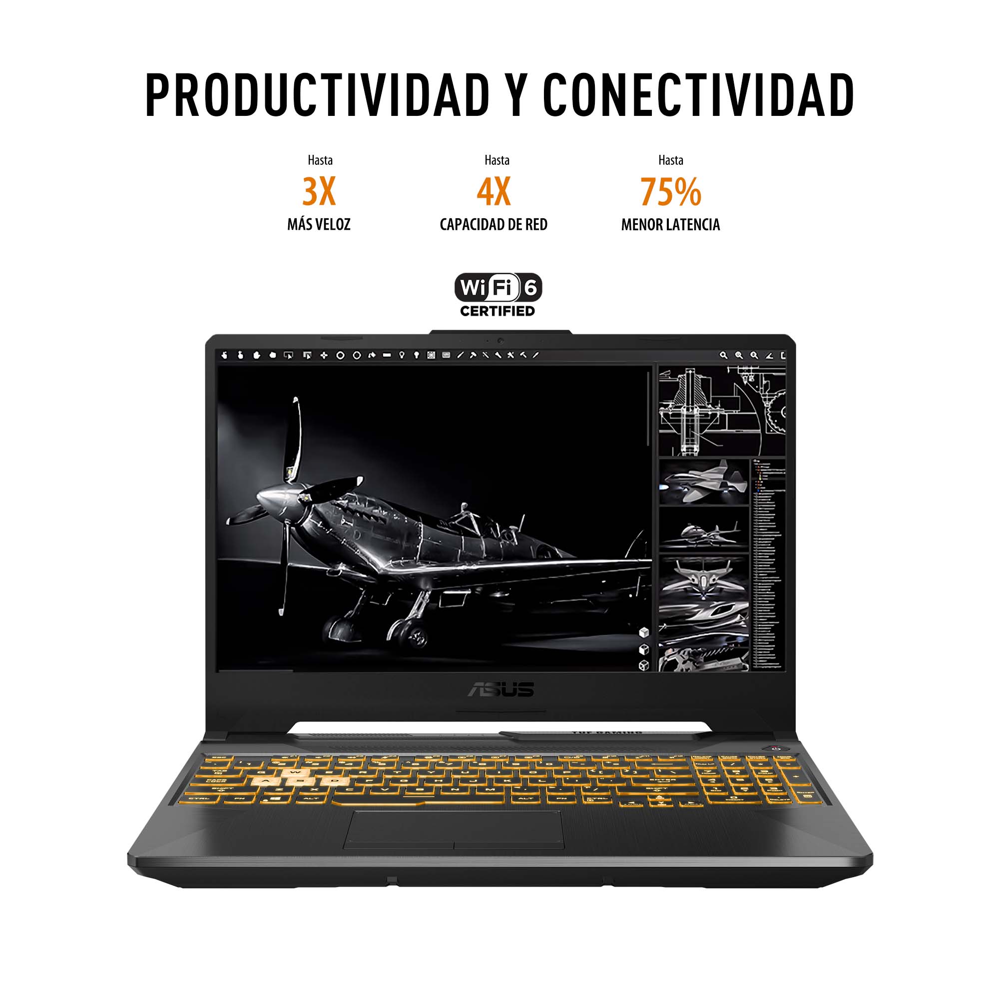 Laptop ASUS TUF Gaming A15 AMD Ryzen 5 4600H 8GB 512GB SSD NVIDIA GeForce RTX3050 Gris + Mouse FA506IC-HN073W