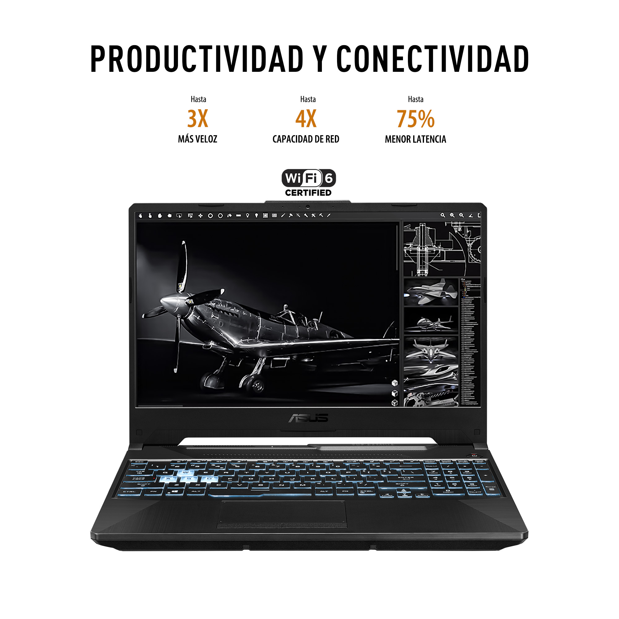 Laptop ASUS TUF Gaming F15 Intel Core i5-11400H 8GB 512GB SSD NVIDIA GeForce RTX2050 + Mouse y mochila FX506HF-HN007W