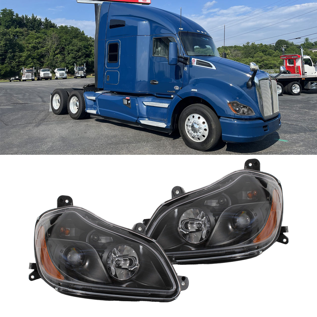 Par Faro Unidad Principal Kw Kenworth T680 2014-2017 Negro