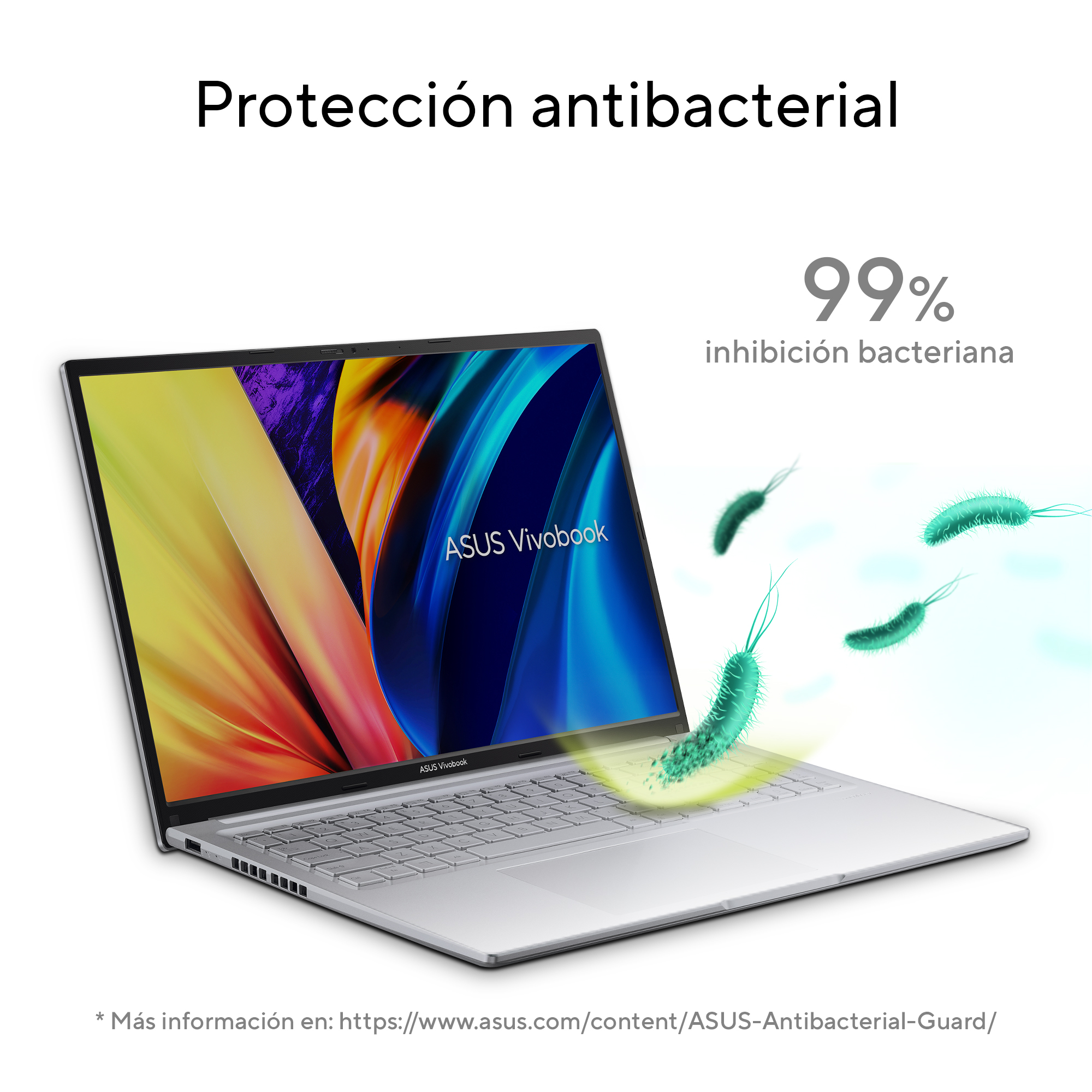 Laptop ASUS Vivobook 16 AMD Ryzen 7 5800H 16GB 512GB SSD Plata D1603QA-MB057W