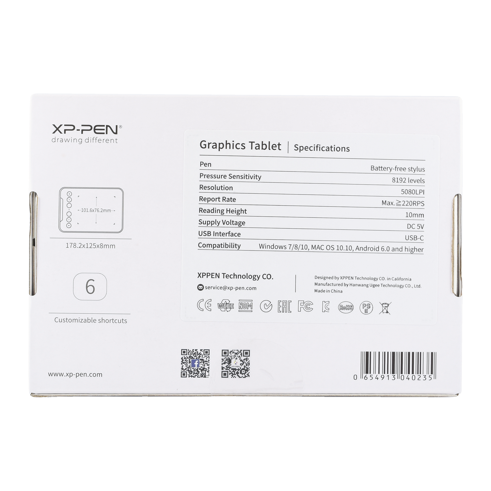 Tableta Grafica Xp-pen Deco Mini 4 Portatil Negro Compatible con telefonos Android