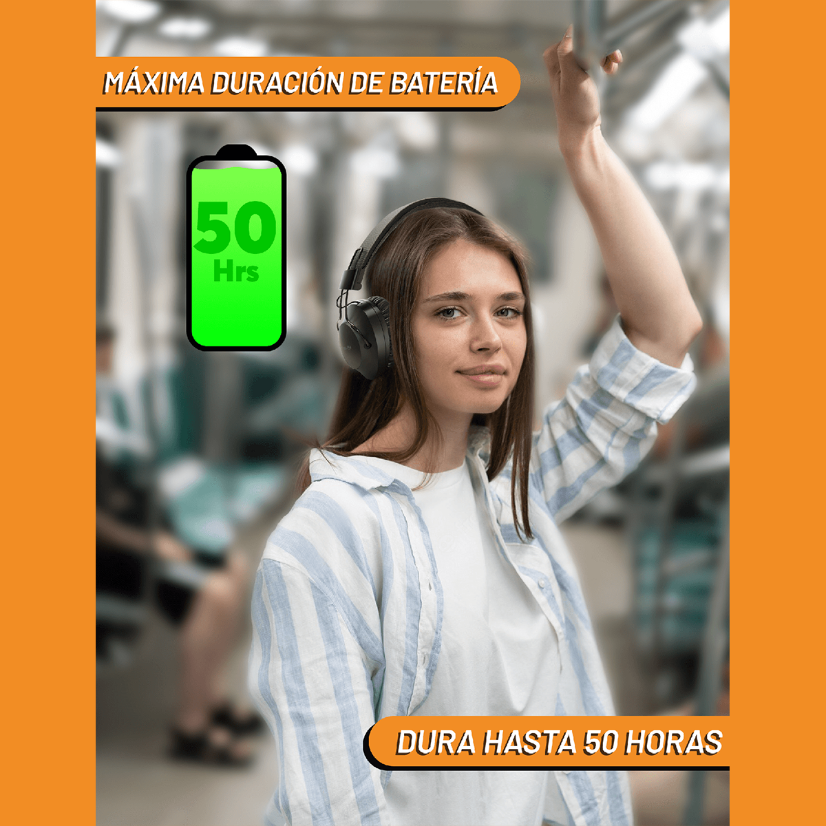 Audifonos Inalambricos Diadema Archy  50 Horas de Batería Larga Duracion Bluetooth 5.0 Cancelacion de Ruido Radio FM Tarjeta Micro SD Microfono Manos Libres Pure Bass (BTV60) 