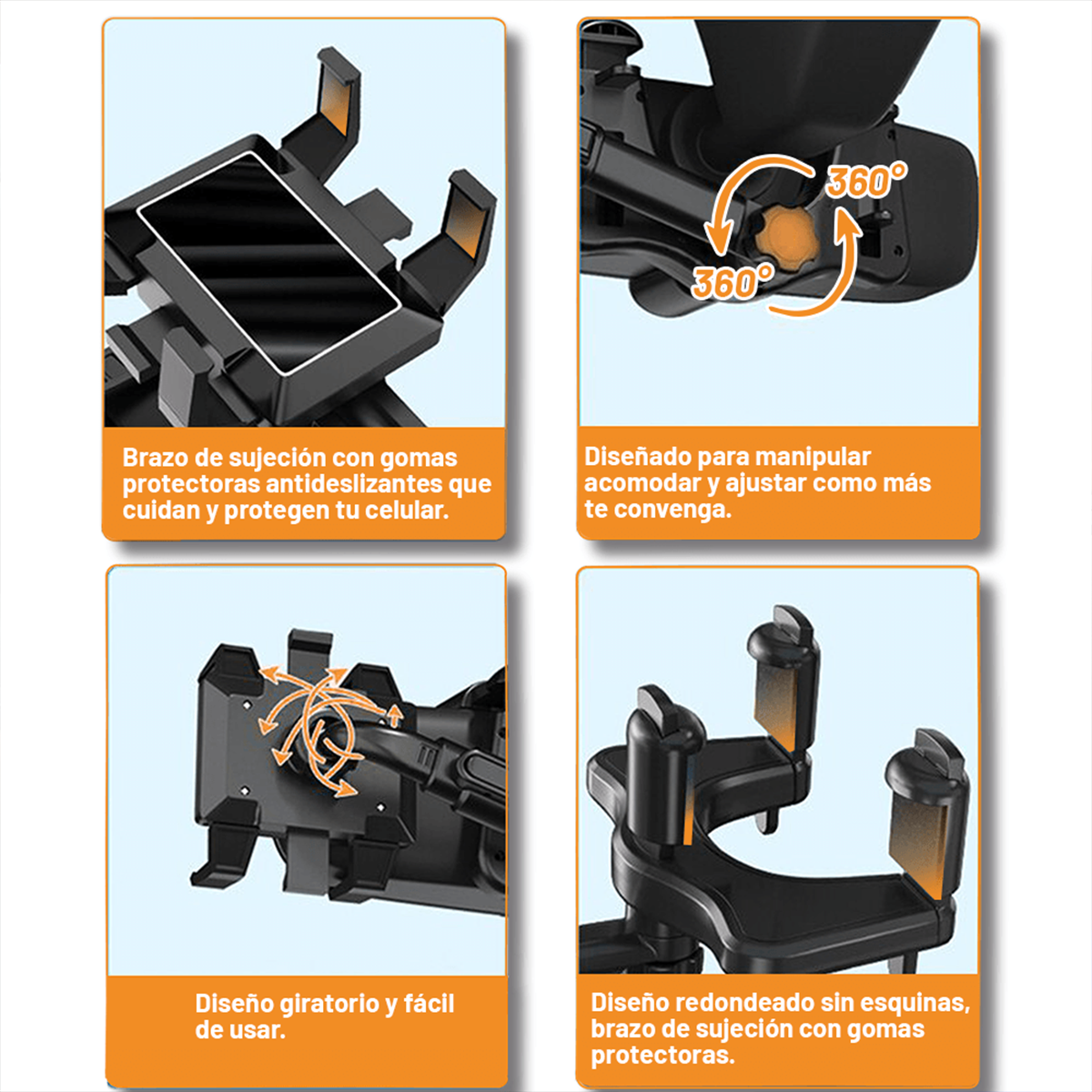 Base Soporte de Celular para Carro Archy Rotacion 360 Grados Porta Celular Automóvil Coche Espejo Retrovisor Ajustable Plegable Universal (ZJ2163).