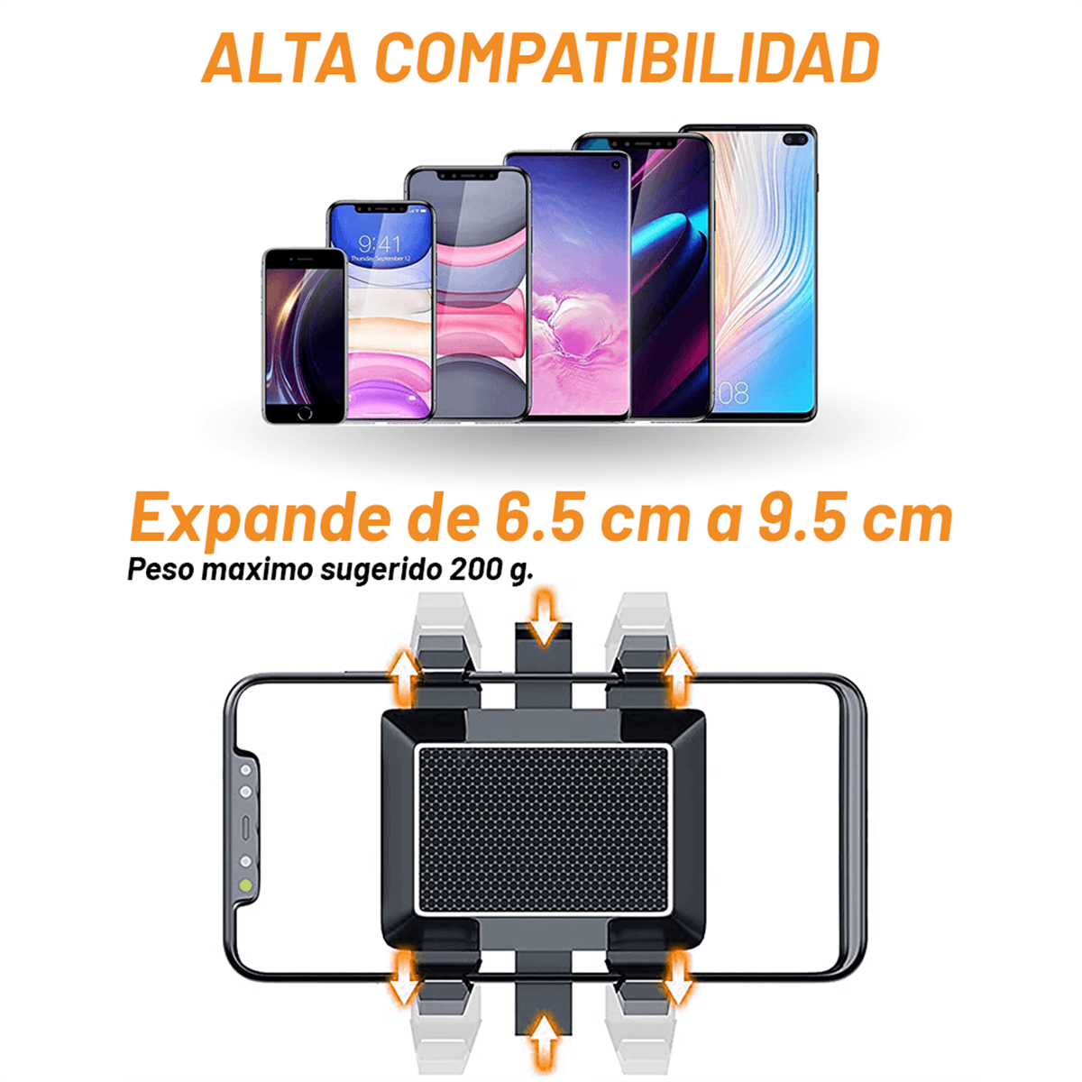 Base Soporte de Celular para Carro Archy Rotacion 360 Grados Porta Celular Automóvil Coche Espejo Retrovisor Ajustable Plegable Universal (ZJ2163).