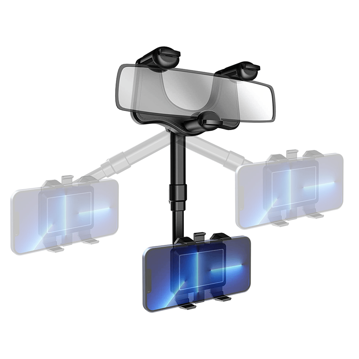 Base Soporte de Celular para Carro Archy Rotacion 360 Grados Porta Celular Automóvil Coche Espejo Retrovisor Ajustable Plegable Universal (ZJ2163).