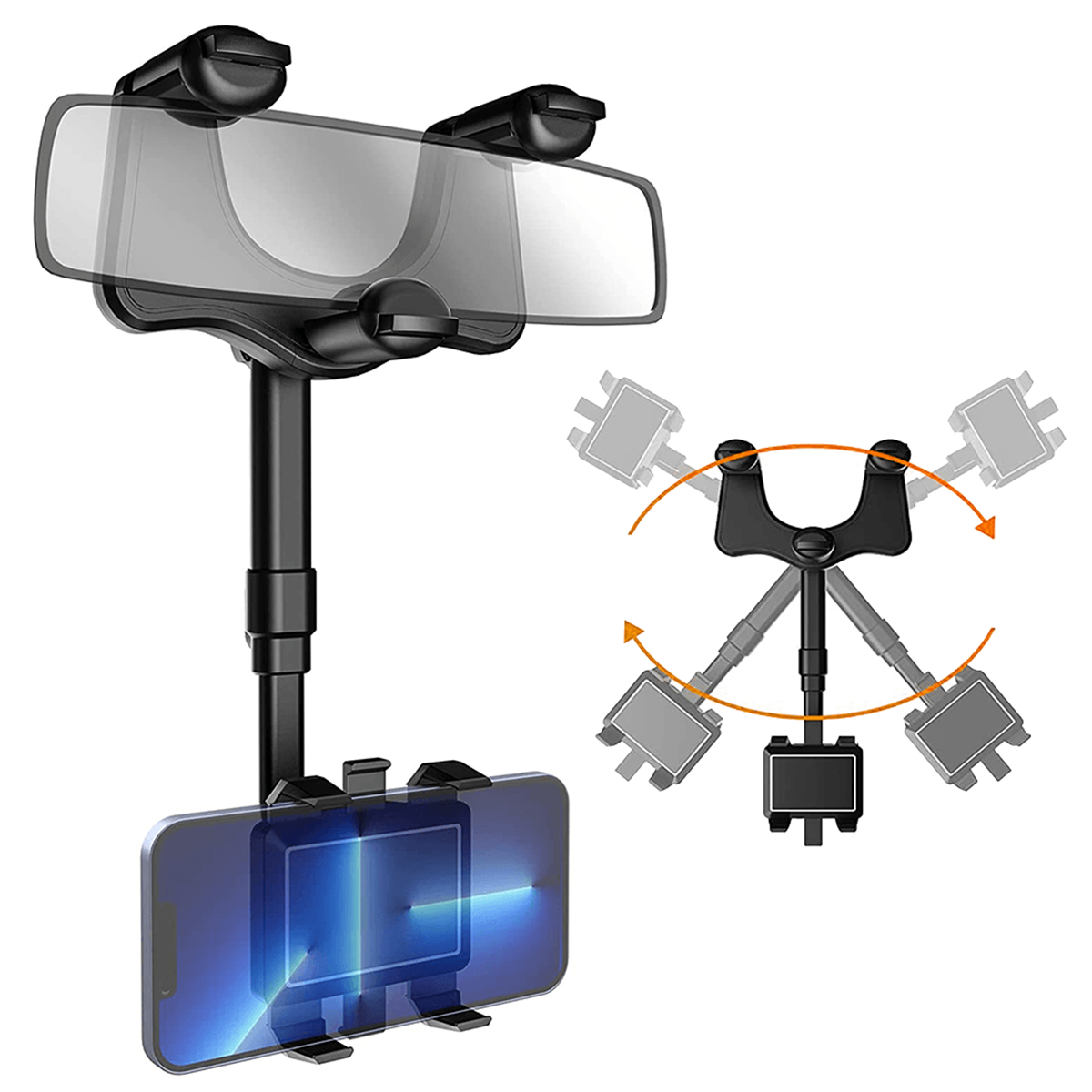 Base Soporte de Celular para Carro Archy Rotacion 360 Grados Porta Celular Automóvil Coche Espejo Retrovisor Ajustable Plegable Universal (ZJ2163).