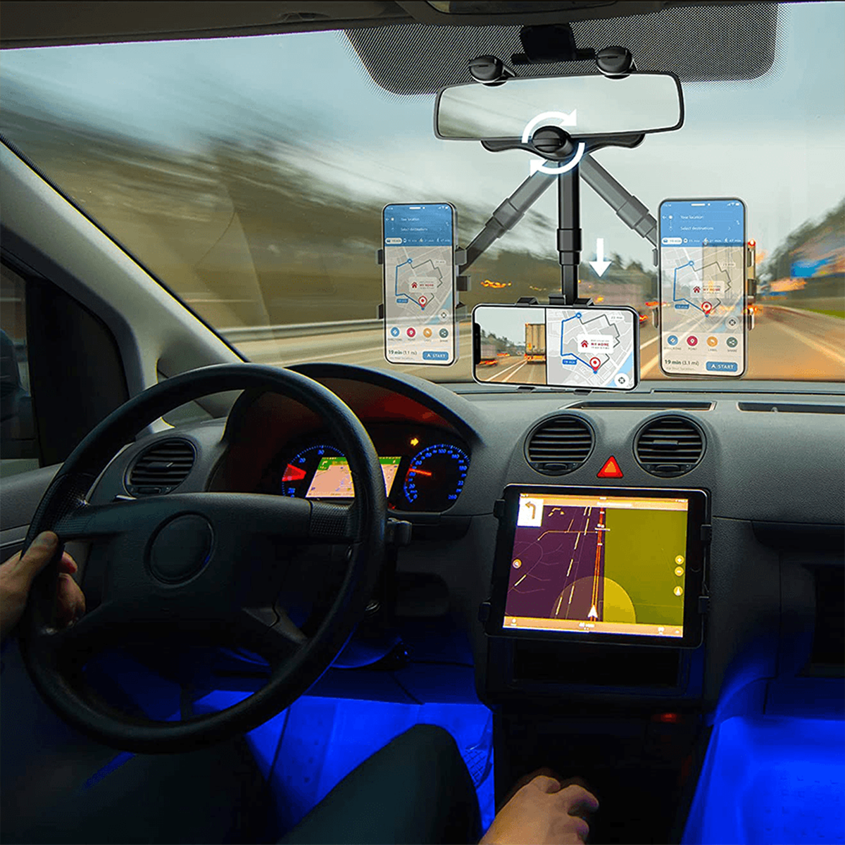 Base Soporte de Celular para Carro Archy Rotacion 360 Grados Porta Celular Automóvil Coche Espejo Retrovisor Ajustable Plegable Universal (ZJ2163).