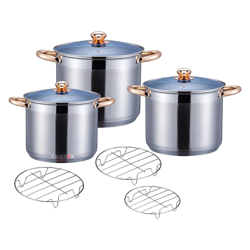 Set 3 Ollas / Vaporeras Acero Inoxidable - YAJAD