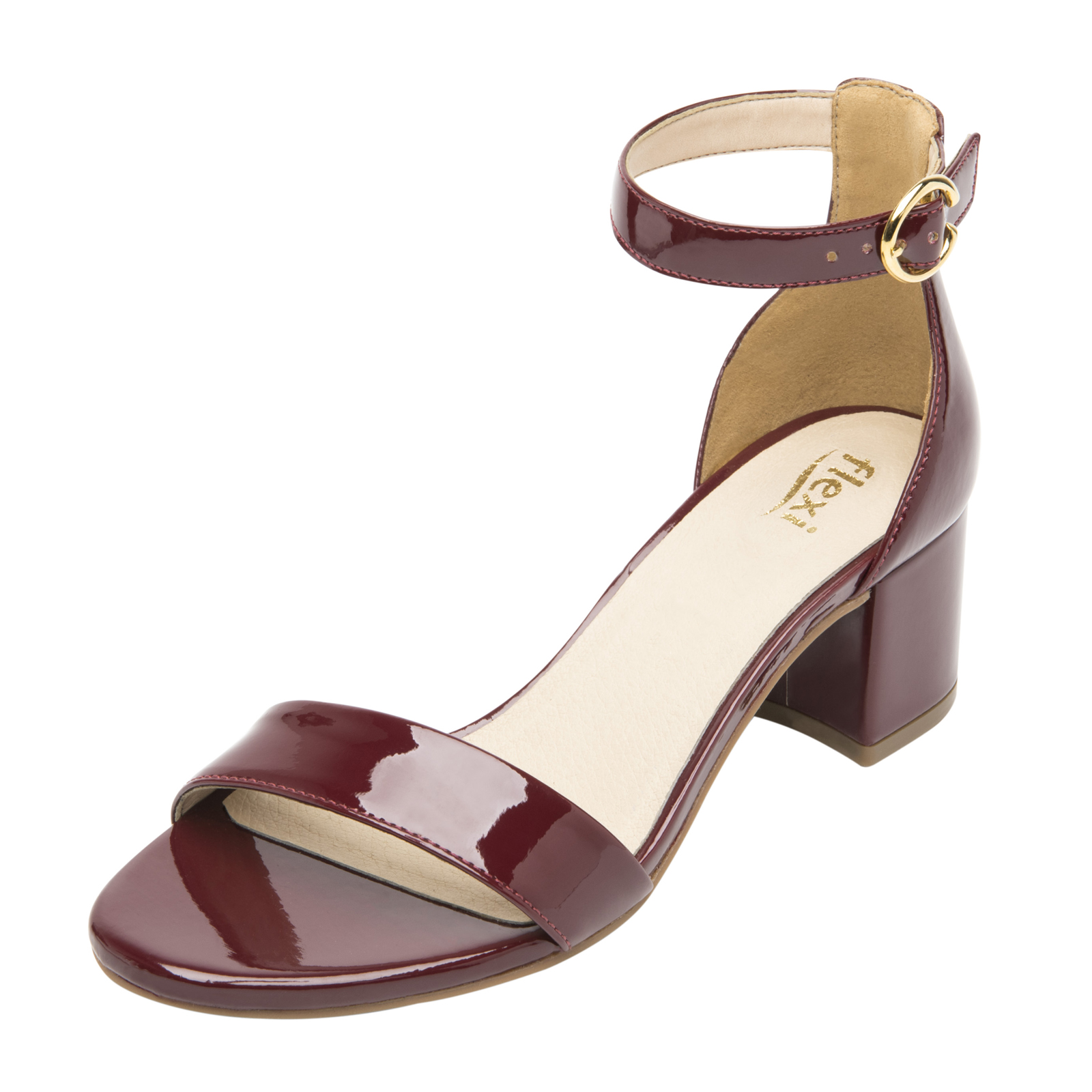 Sandalias Con Tacon Flexi Mujer 106411 Charol Cereza Moderna