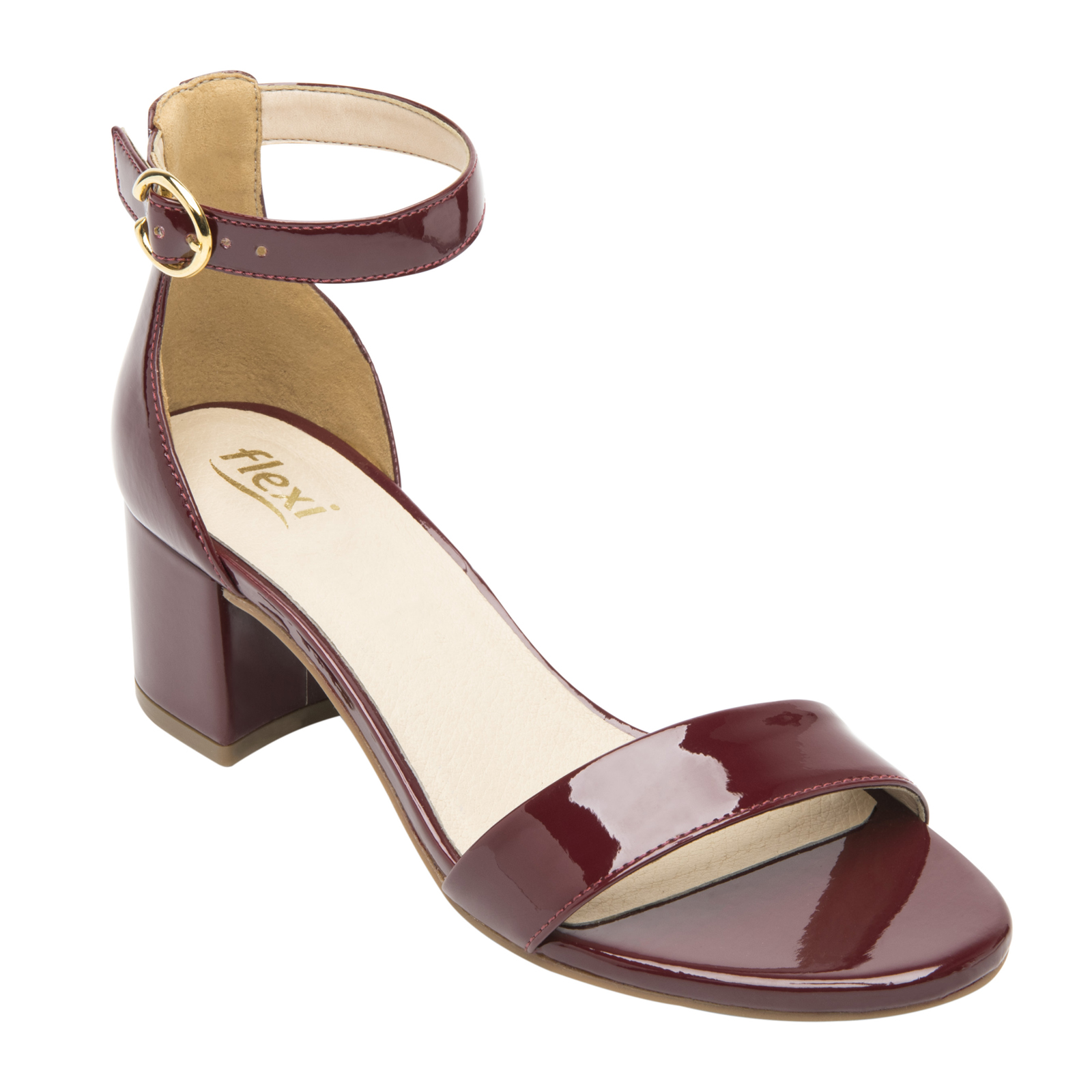 Sandalias Con Tacon Flexi Mujer 106411 Charol Cereza Moderna