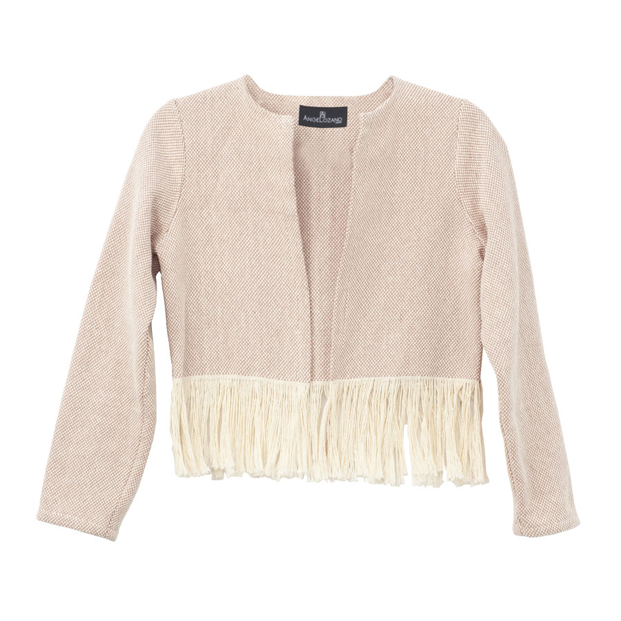 Saco A ÁNGELOZANO tipo torerita de algodón artesanal con detalles tejidos, AL-W12.