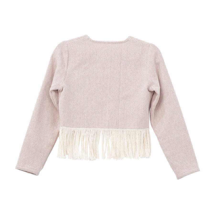 Saco A ÁNGELOZANO tipo torerita de algodón artesanal con detalles tejidos, AL-W12.