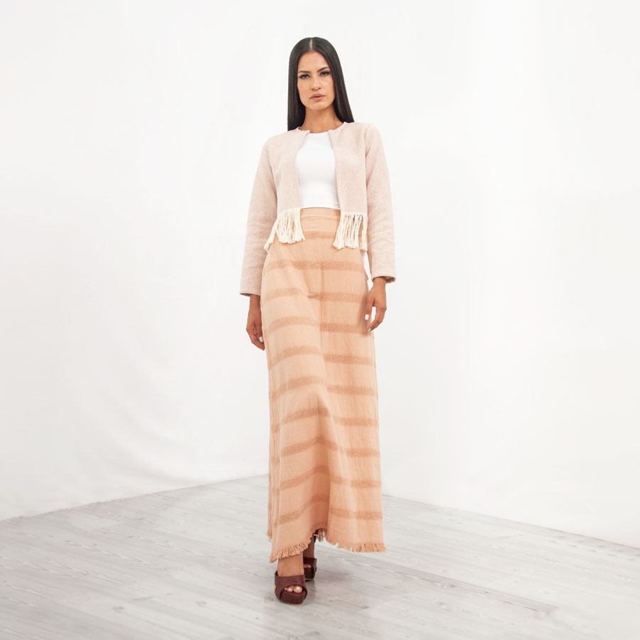 Saco A ÁNGELOZANO tipo torerita de algodón artesanal con detalles tejidos, AL-W12.