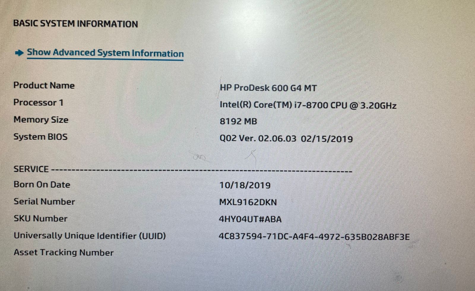 Cpu Computadora Hp Pro 600 G4 I7 8va 8gb Ram Ddr4 256gb 8th