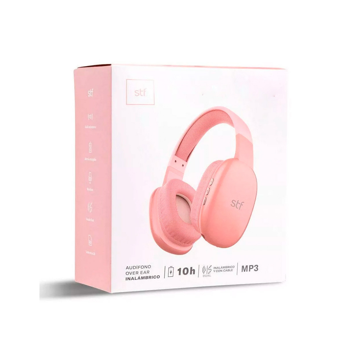 Audífonos inalámbricos de diadema de plástico STF™ Katu Kawai color rosa  pastel
