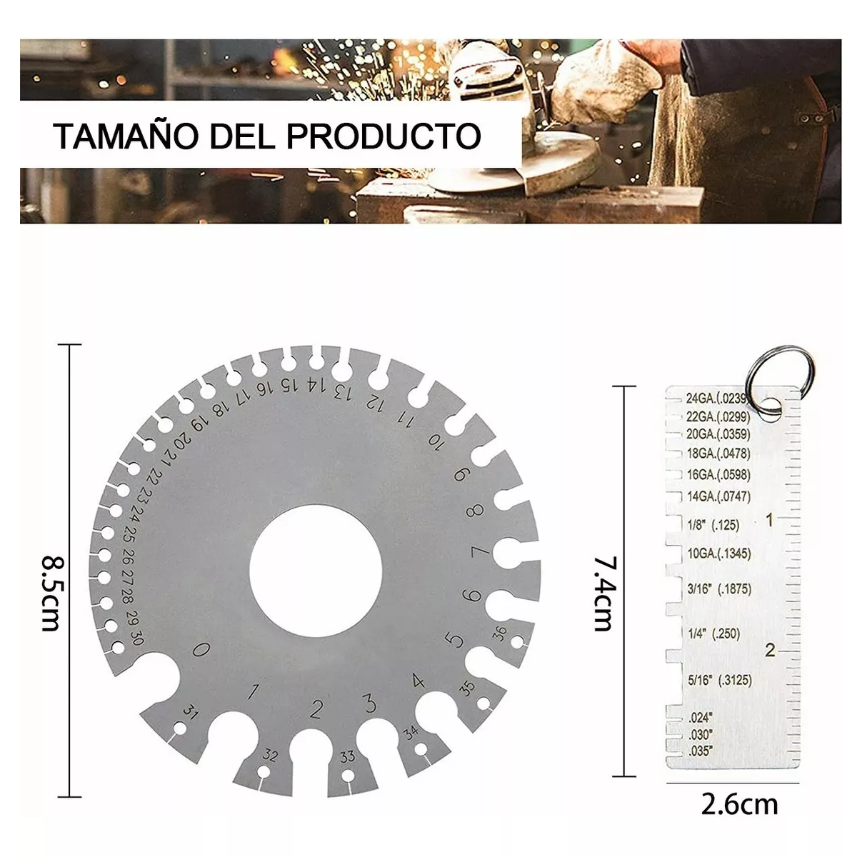 Set 2 Pcs Calibrador Gauge De Alambre 0-36 De Acero Inoxidable