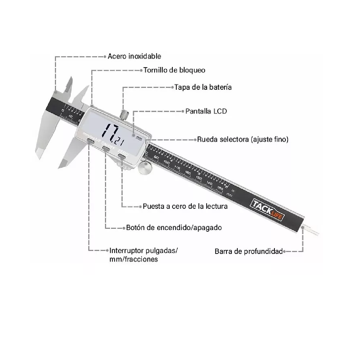Calibrador Digital De 15cm Precisión 0.01mm Con Pantalla Lcd