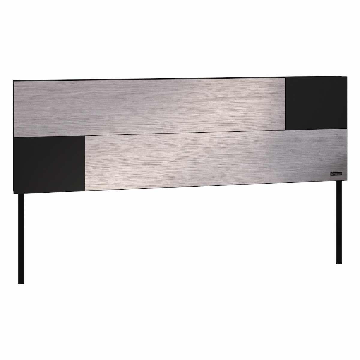 Cabecera Queen Minimalista con 2 Patas Playcon Color Gris y Negro