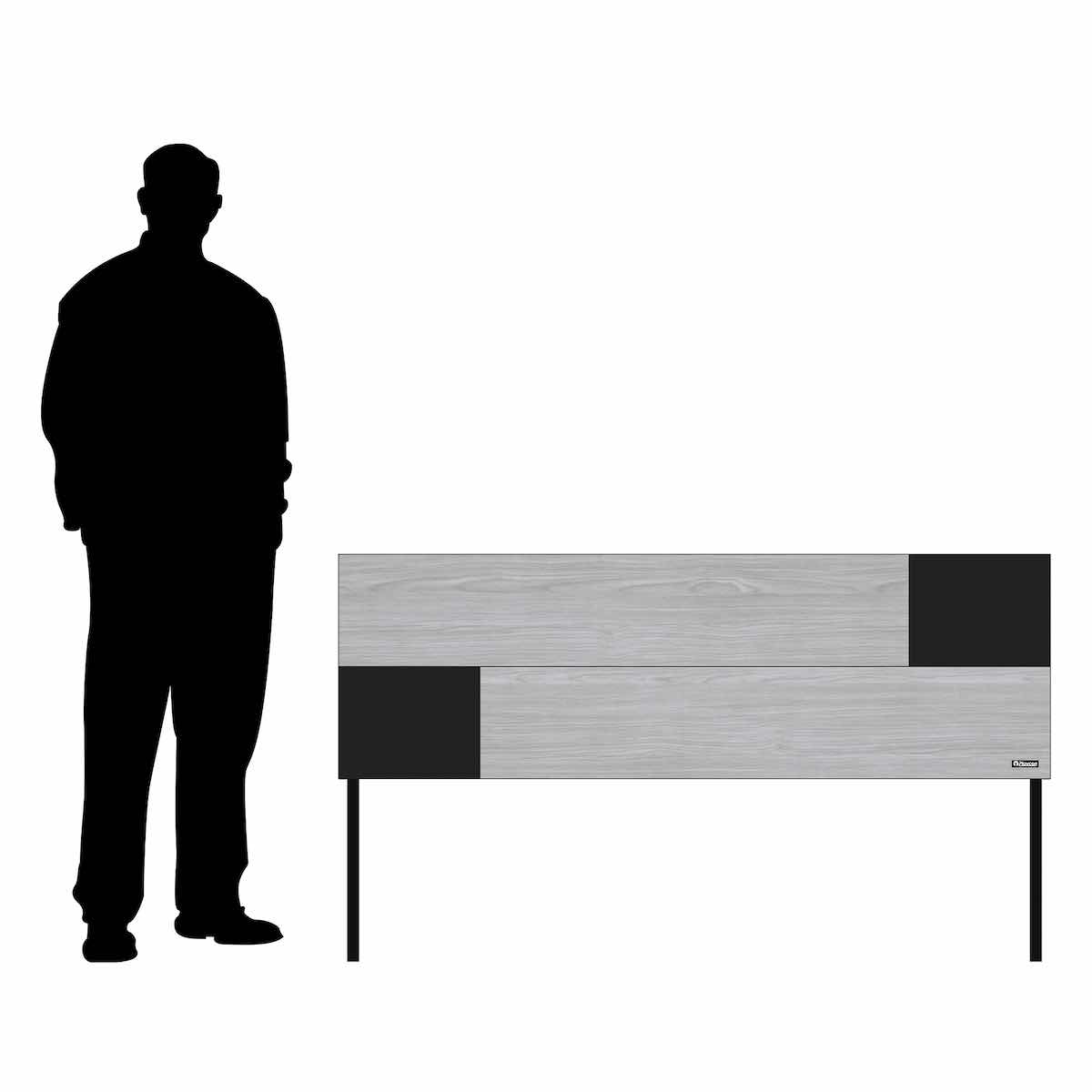 Cabecera Queen Minimalista con 2 Patas Playcon Color Gris y Negro