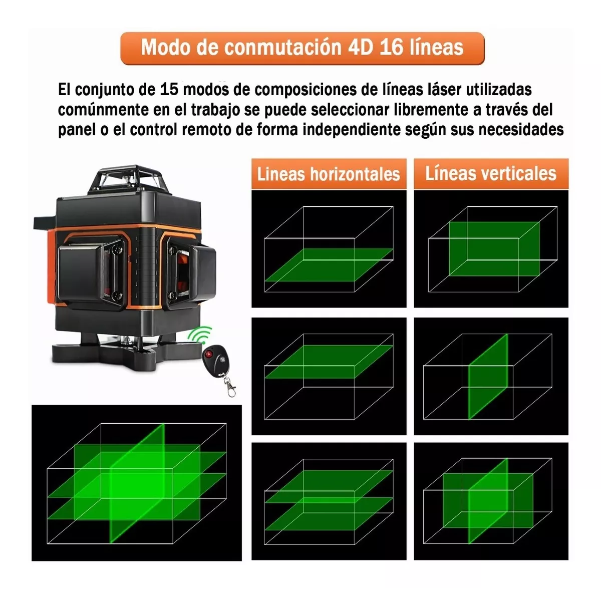 Nivel Láser 360 Grados Autonivelante 16 Líneas 4d Green