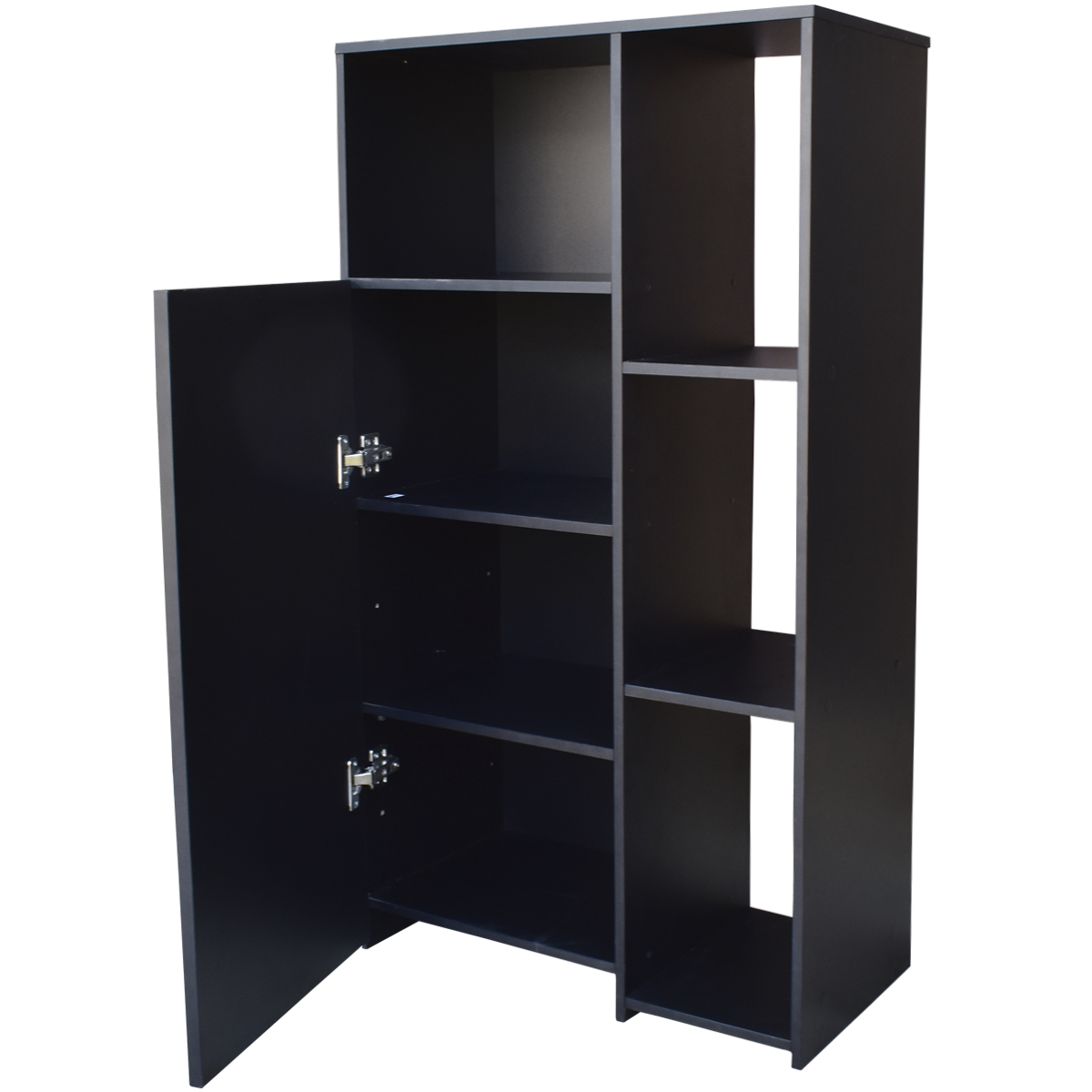 Hogare Mueble Alacena Despensero Organizador Practico Multiusos de melamina de alta resistencia, con puerta y estantes Color Negro