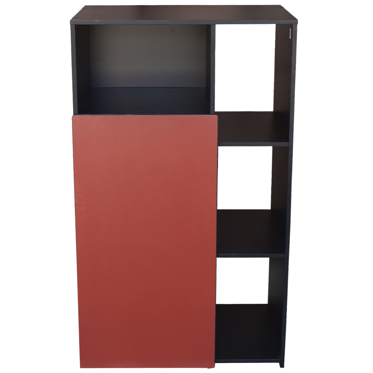 Hogare Mueble Alacena Despensero Organizador Practico Multiusos de melamina de alta resistencia, con puerta y estantes Color Negro Rojo