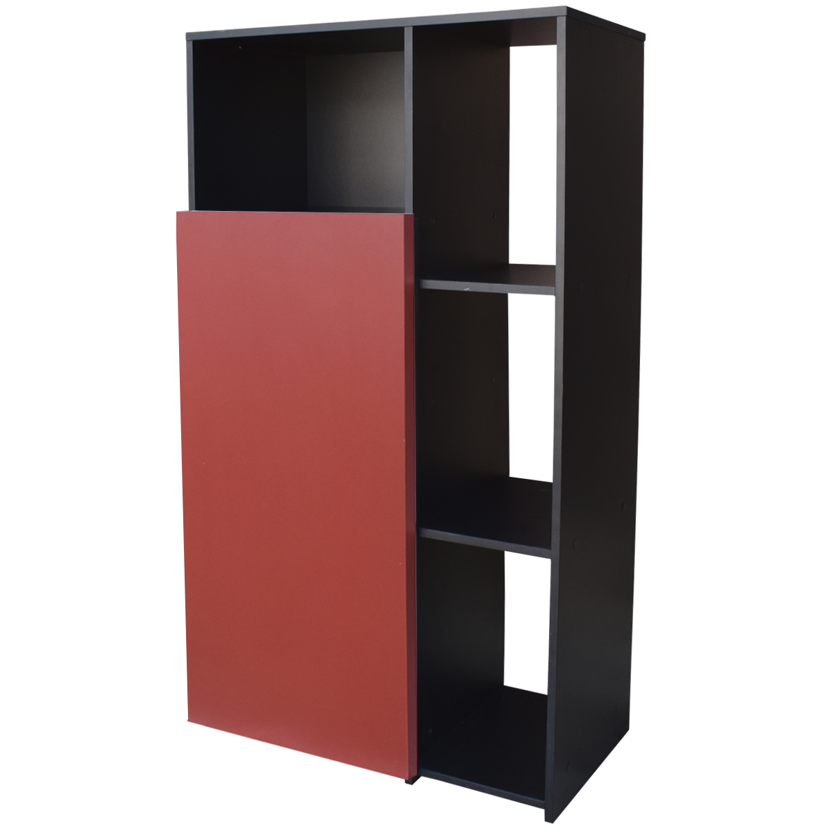 Hogare Mueble Alacena Despensero Organizador Practico Multiusos de melamina de alta resistencia, con puerta y estantes Color Negro Rojo