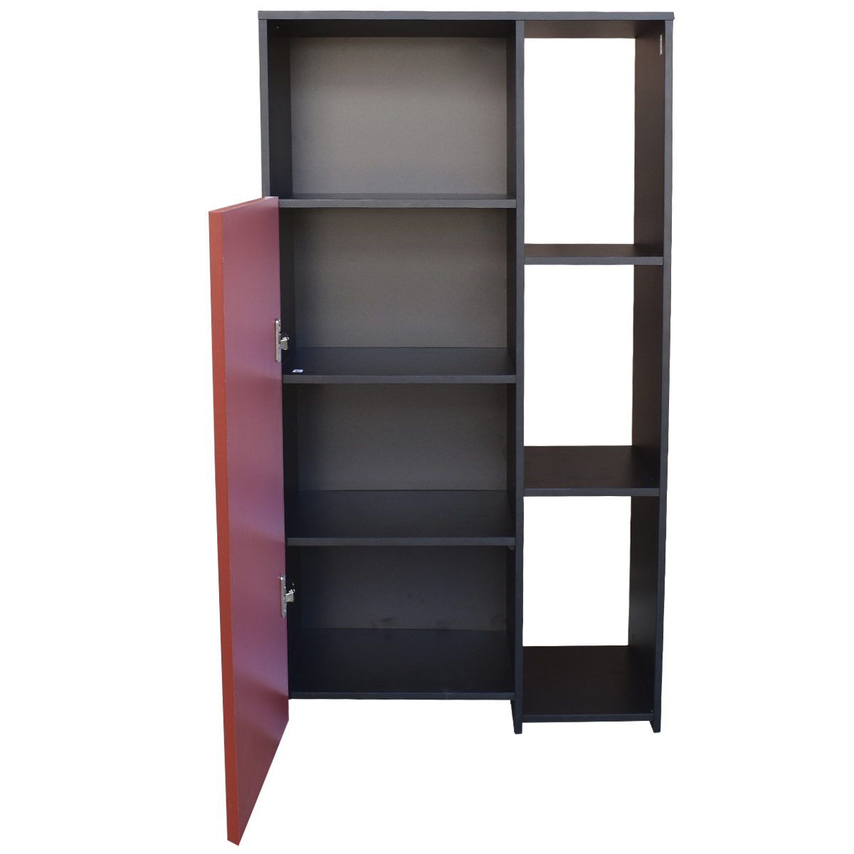 Hogare Mueble Alacena Despensero Organizador Practico Multiusos de melamina de alta resistencia, con puerta y estantes Color Negro Rojo