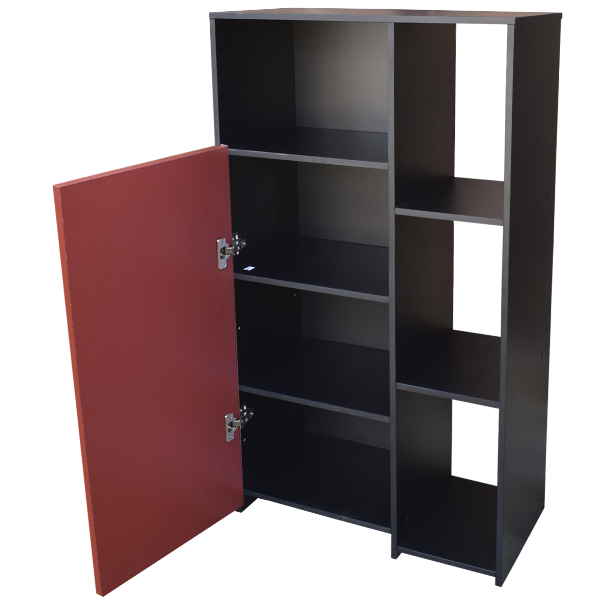 Hogare Mueble Alacena Despensero Organizador Practico Multiusos de melamina de alta resistencia, con puerta y estantes Color Negro Rojo