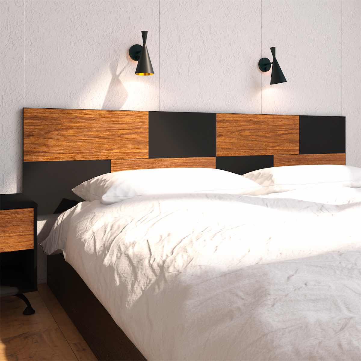 Cabecera Individual Flotante Estilo Minimalista Playcon Color Negro Tzalam
