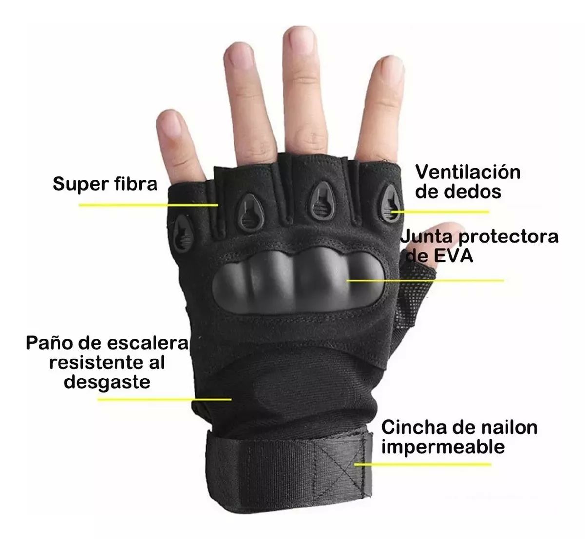 Guantes Medio Dedo Tacticos Militar Motocicleta Bicicleta con protección para los nudillos