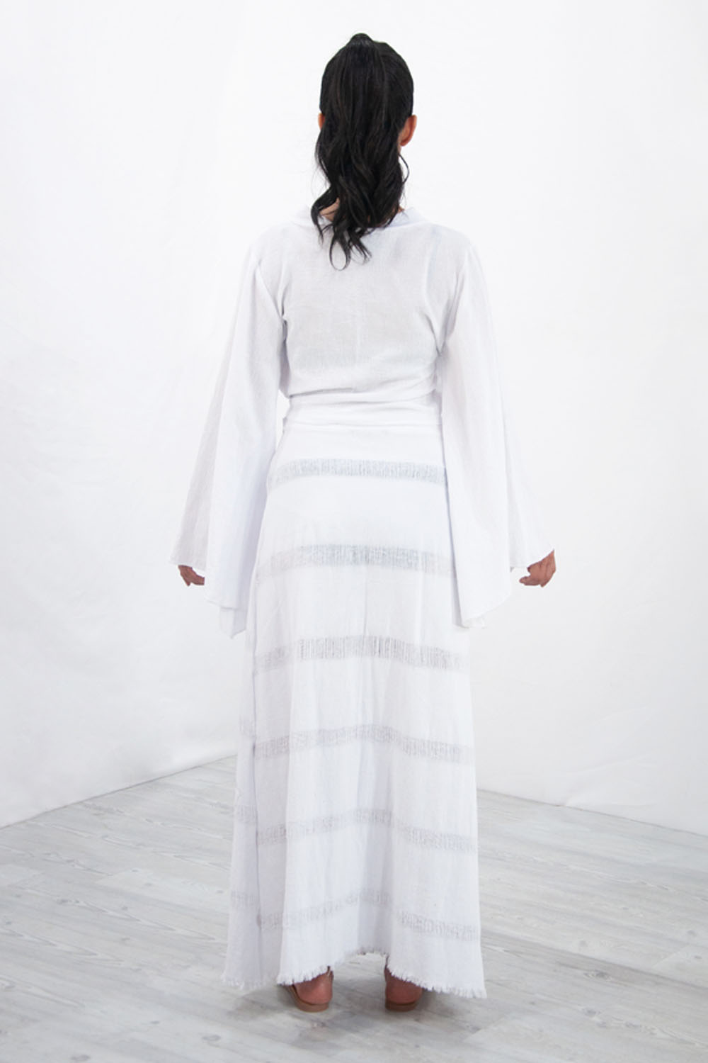 Blusa cruzada A ÁNGELOZANO de manta algodón con tirantes AL-W15