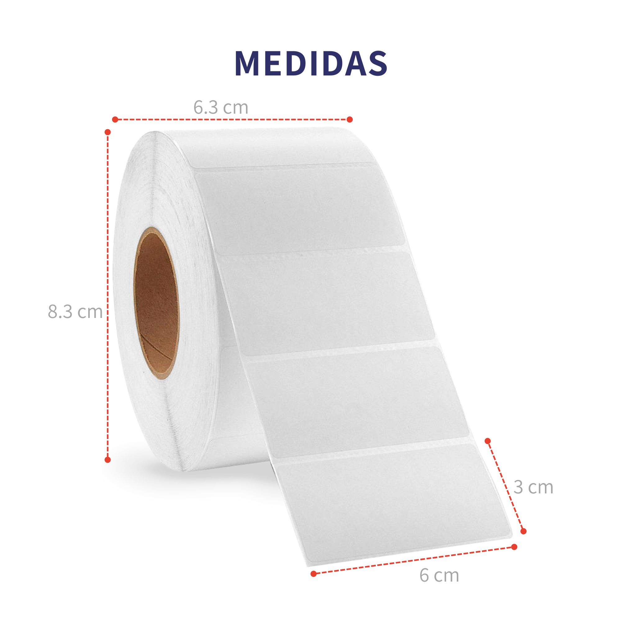 Rollo De Etiqueta Adhesiva Impresora Térmica 1000 Pz 60x30mm