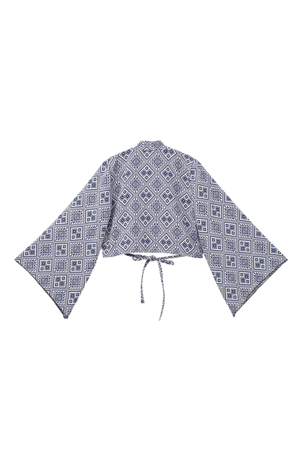 Blusa cruzada A ÁNGELOZANO de manta algodón con tirantes color Azul Estampado AL-W15