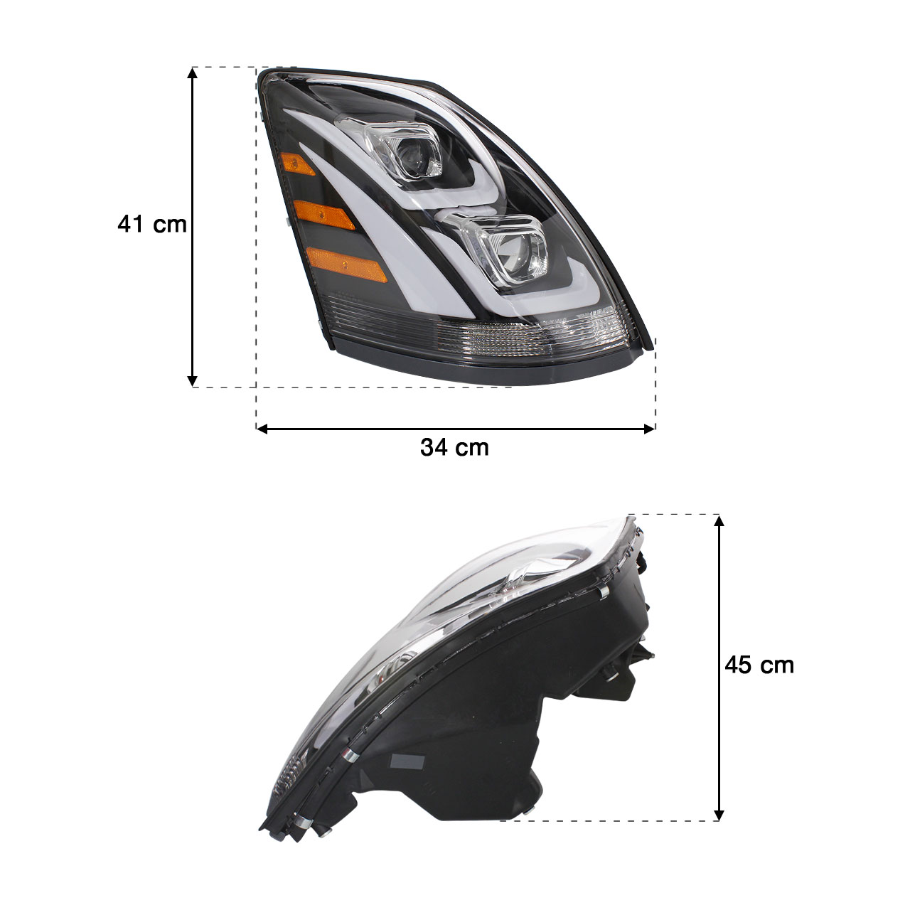 Par Faro Unidad Volvo Vnl Performance Lupa Y Led Negro 04-18