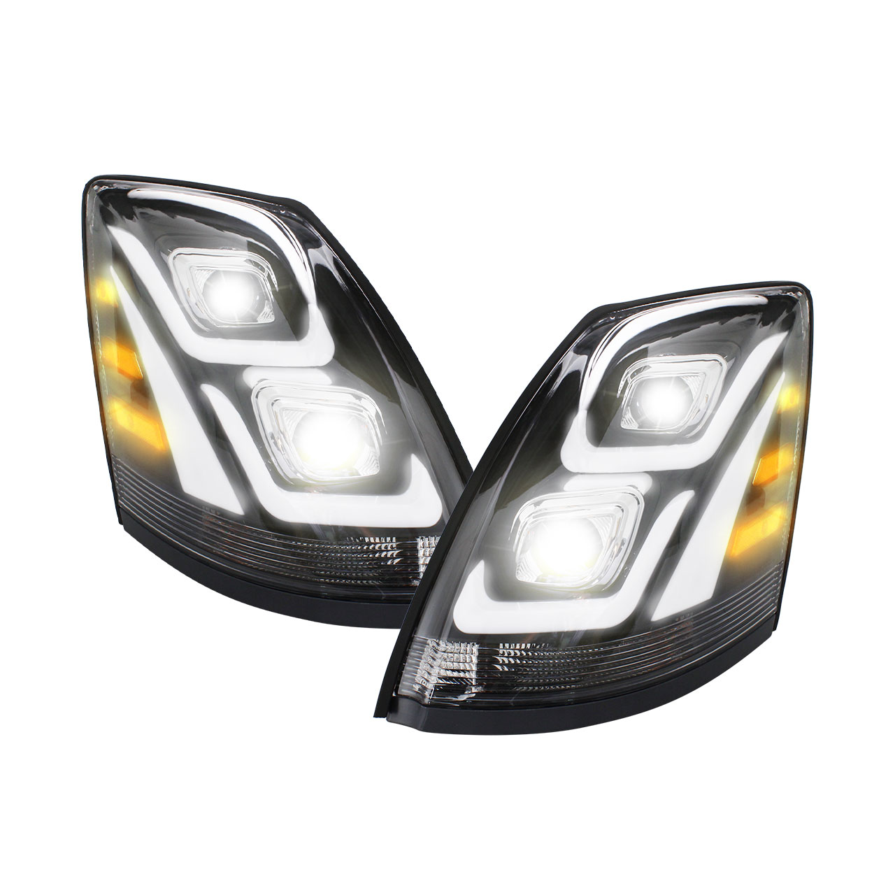 Par Faro Unidad Volvo Vnl Performance Lupa Y Led Negro 04-18