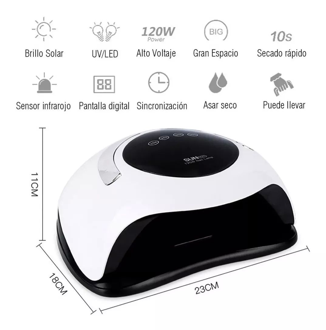 Lámpara Para Uñas Secadora de Led Portátil Sun 120w Profesional