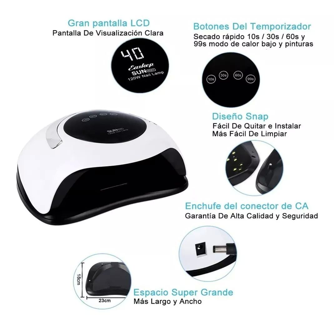 Lámpara Para Uñas Secadora de Led Portátil Sun 120w Profesional