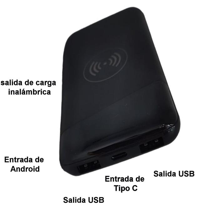 Cargador Inalámbrico Qi MXQPP-001-5 30000Mah Negro Salida Qi Inalámbrica, 1xUSB 2 Entrada USB Tipo C Cable USB Incluido, Qi PowerPro