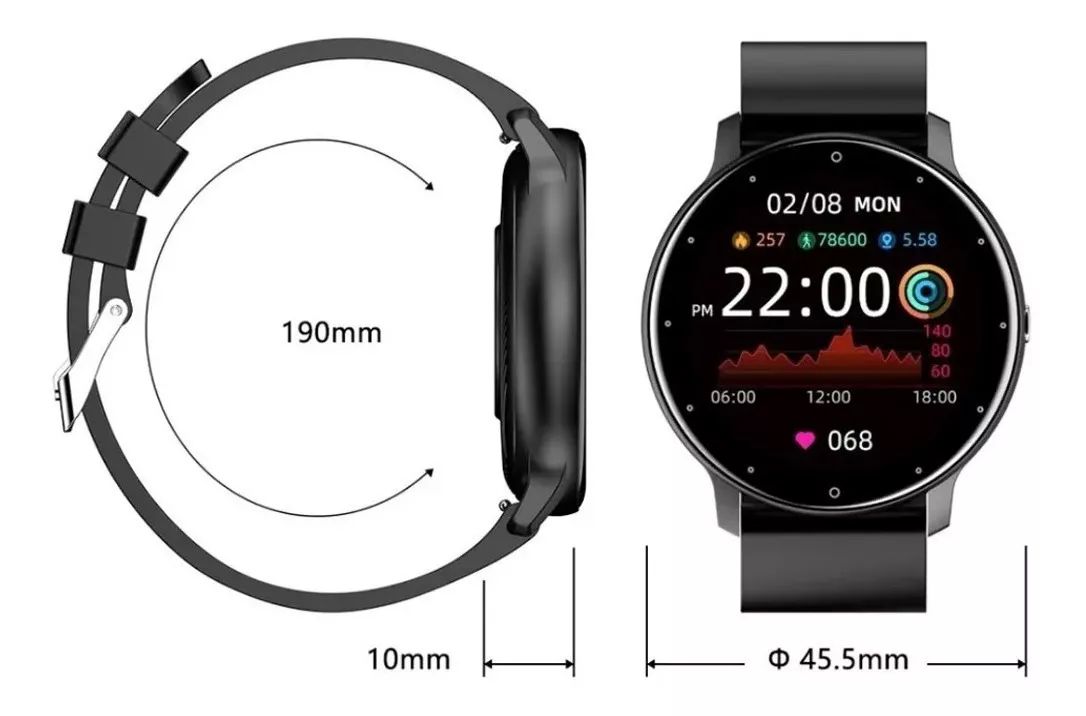 Reloj Inteligente Bluetooth Smartwatch Zl02 Impermeable Negro