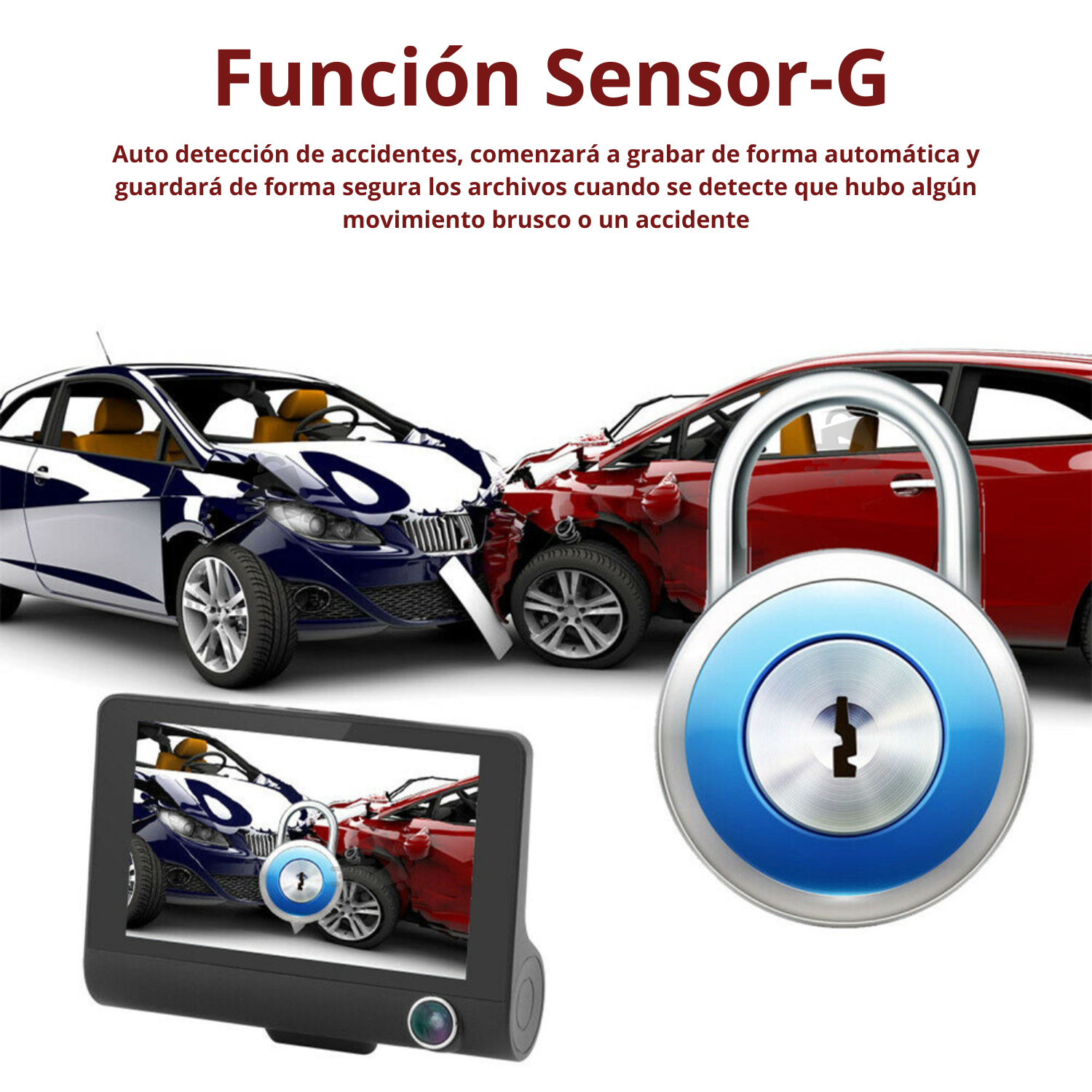 Cámara De Auto DVR 3 En 1 Frontal Interior y Reversa