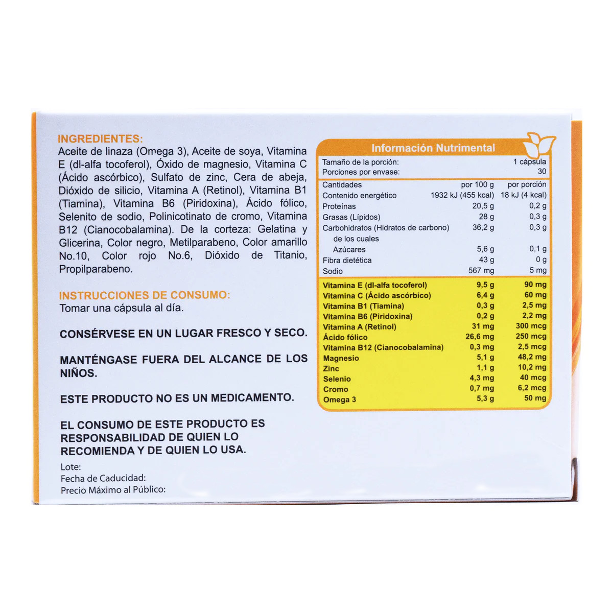 Dibenel Cápsulas: Nutrición Integral con Vitaminas, Antioxidantes, Minerales y Omega 3 para Potenciar tu Salud