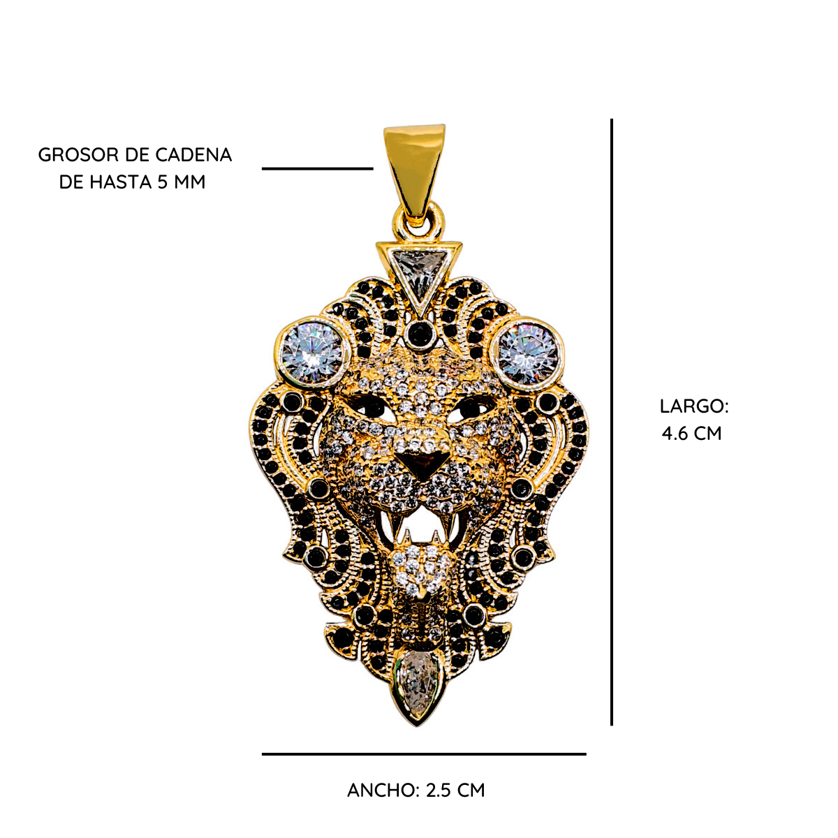 Dije León de Oro 10k con piedra zirconia