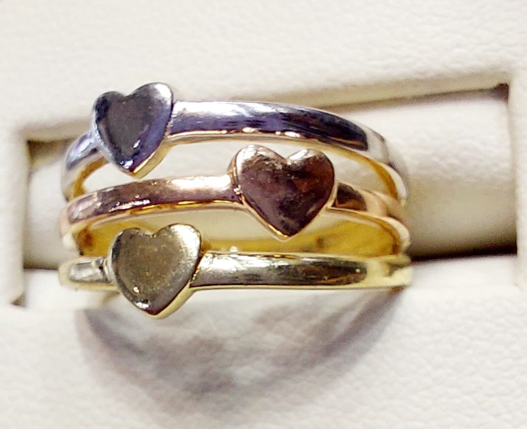 Anillo 3 Corazones 3 Oros 10 K. + Obsequio