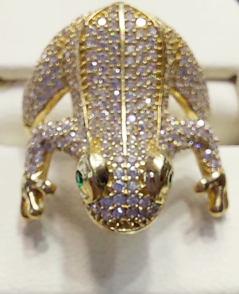 Anillo Rana Zirconias Oro 10 K. + Obsequio