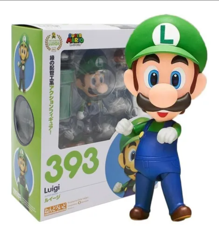 Luigi Bros 393 Mario Nendoroid Figura Juguete Muñeco Juego