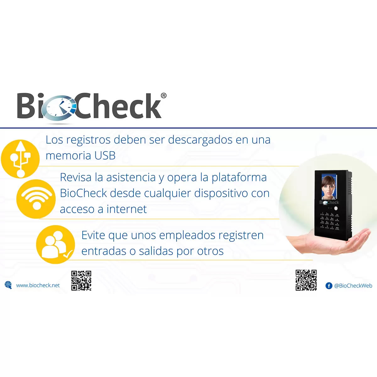 Reloj Checador De Reconocimiento Facial BioCheck TA-6000 CST