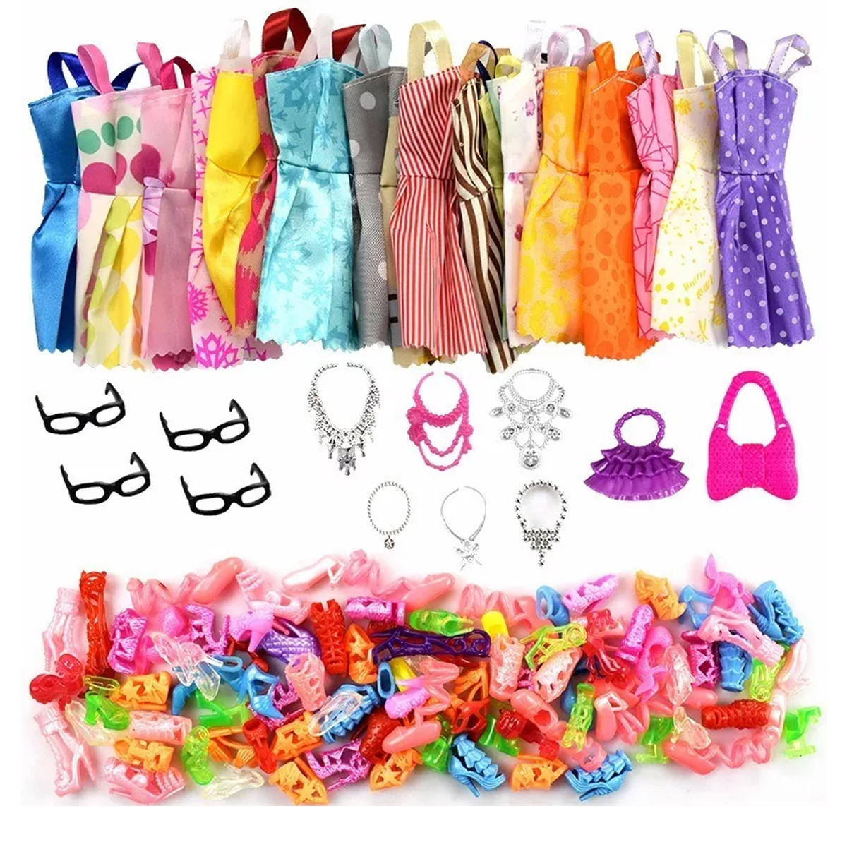 Vestido Y Lentes Para Barbie, 32 Piezas