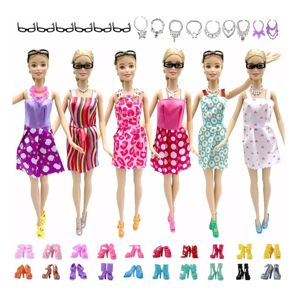 Vestido Y Lentes Para Barbie, 32 Piezas
